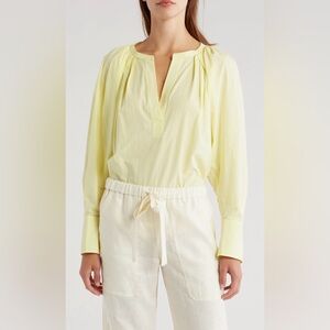 A.L.C. Women's Yellow Nomad Split Neck Cotton Top Loose fit. Size 4. NWT.
